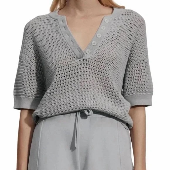 Varley Sweaters - Callie Knit Top - Short Sleeved Sweater, Open Knit